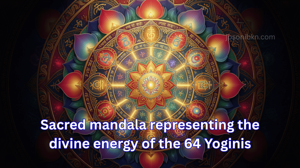Sacred mandala representing the divine energy of the 64 Yoginis