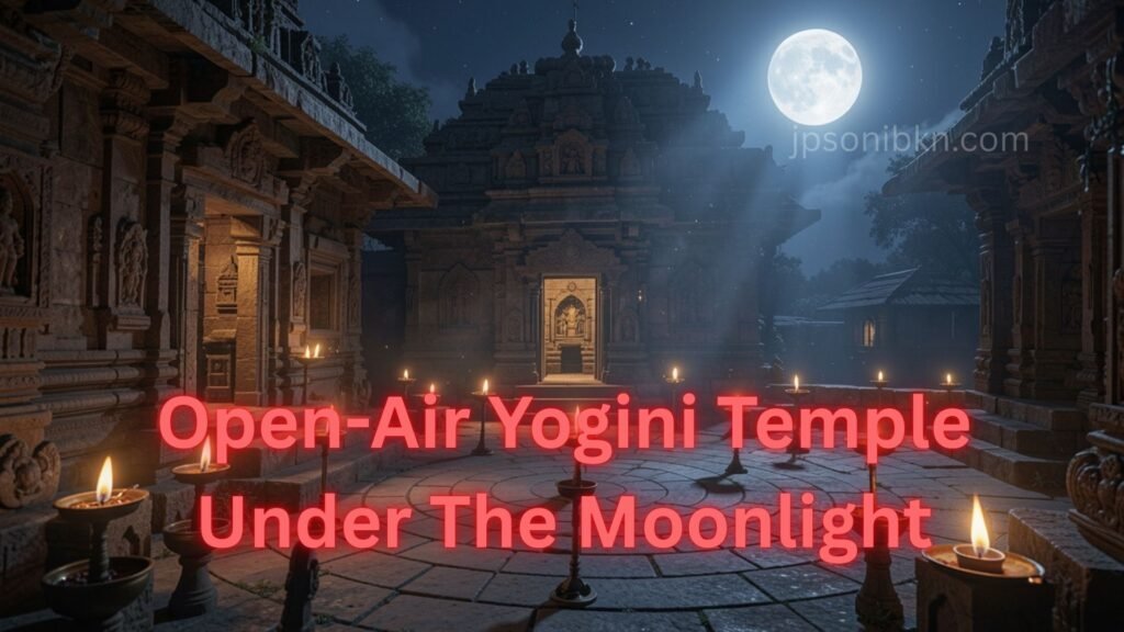 open-air Yogini temple under the moonlight